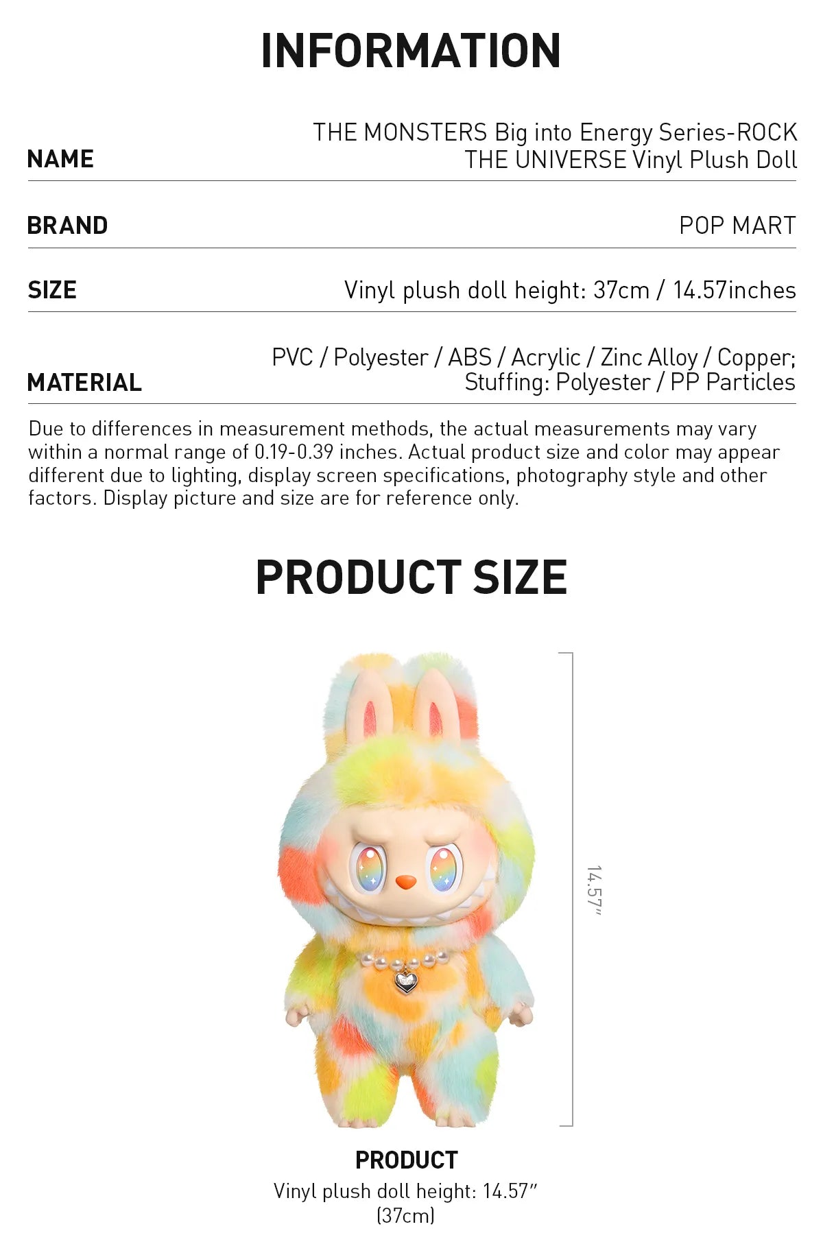 THE MONSTERS Big into Energy Series-ROCK THE UNIVERSE Vinyl Plush Doll-preorder
