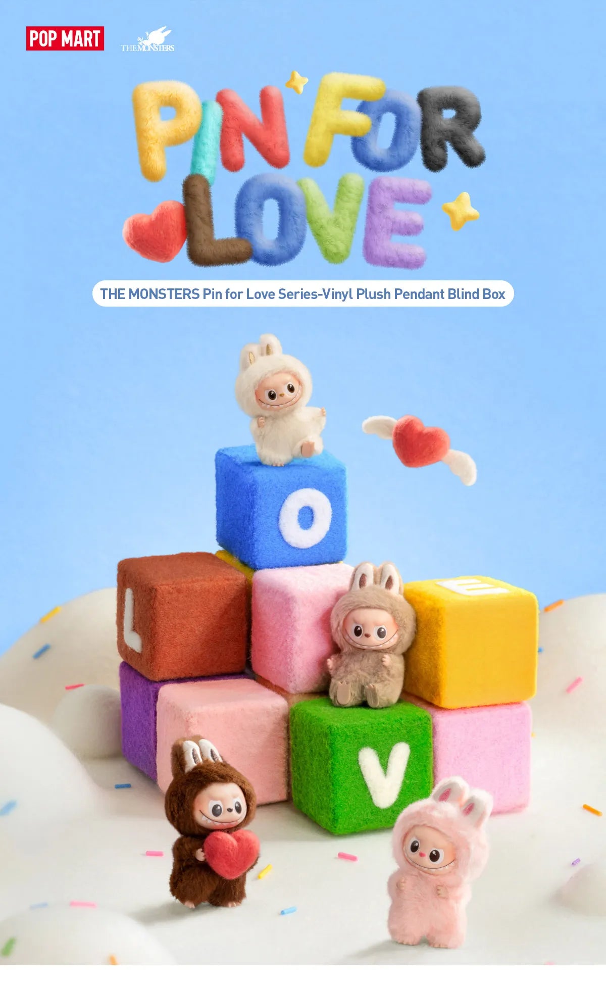 THE MONSTERS Pin for Love Series-Vinyl Plush Pendant Blind Box (N-Z)-preorder