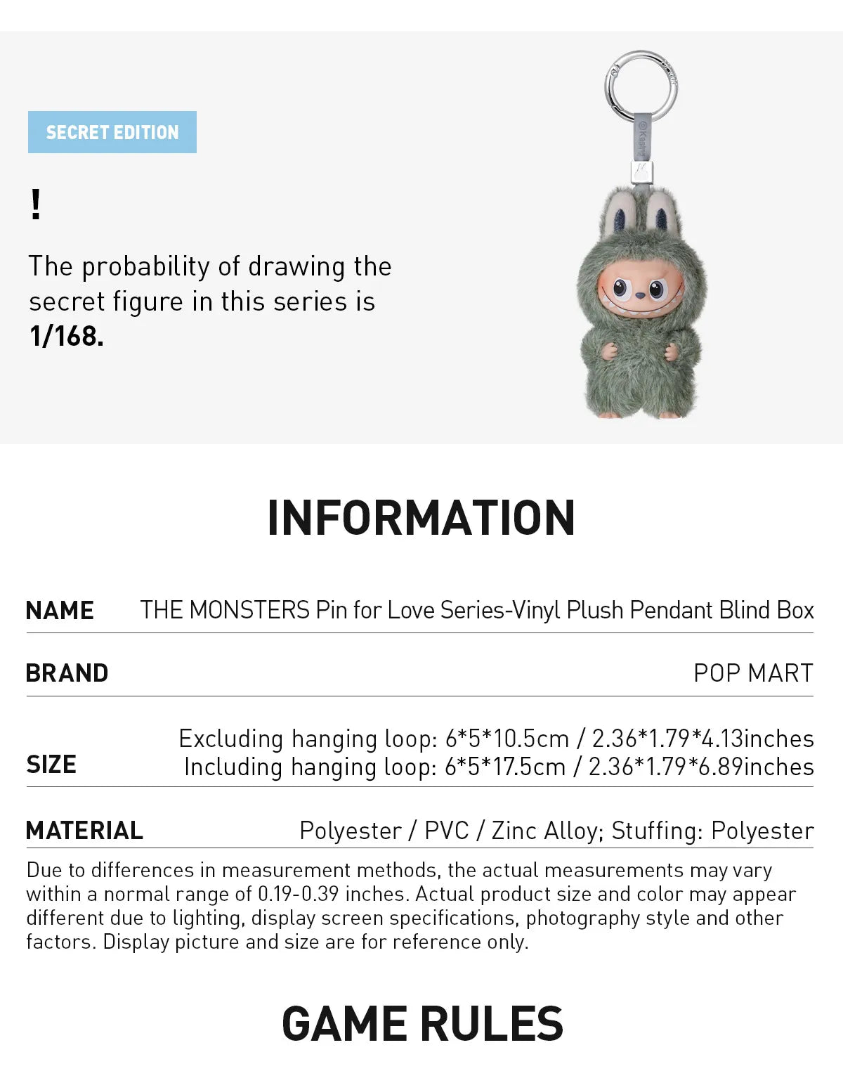 THE MONSTERS Pin for Love Series-Vinyl Plush Pendant Blind Box (N-Z)-preorder