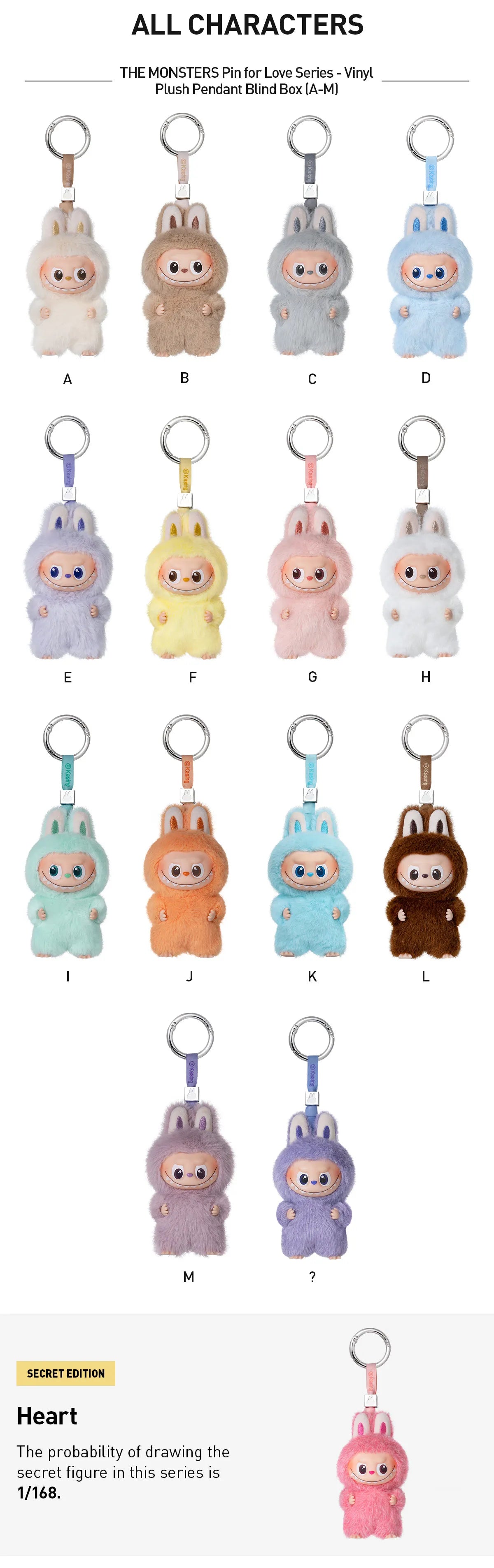 THE MONSTERS Pin for Love Series-Vinyl Plush Pendant Blind Box (A-M)-preorder